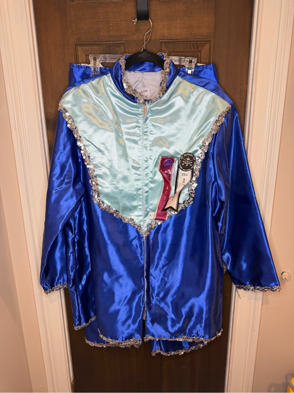 Bienville Costumes Mardi Gras Satin Set | Royal & Light Blue Size Med